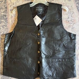 Men's Black Leather Vest
